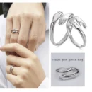 2 Hug Rings - Couple Love Hug Ring Silver Plated - Adjustable size Pair Pack of 2